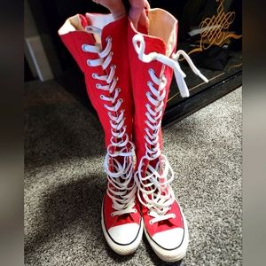 **RED CONVERSE CHUCK TAYLOR** Up to the knee! Men's 7 / Women's 9